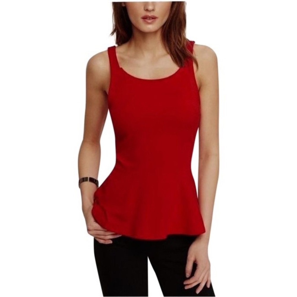 Express Women Red Sleeveless Peplum Tank Top XS